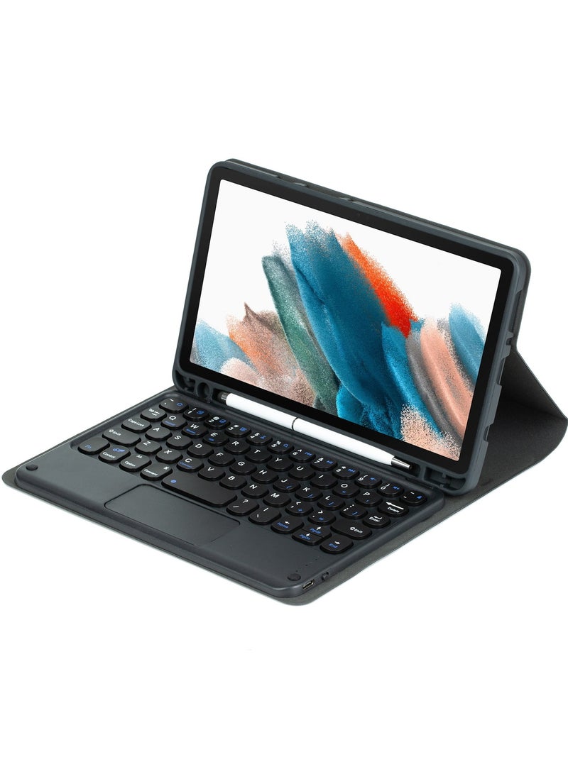 Arabic and English Keyboard Case Compatible with IPad Mini 7(A17 Pro) 8.3 Inch,2024 Release, with Pen Slot,Keyboard Case Cover with Cute Round Key Detachable TouchPad Keyboard